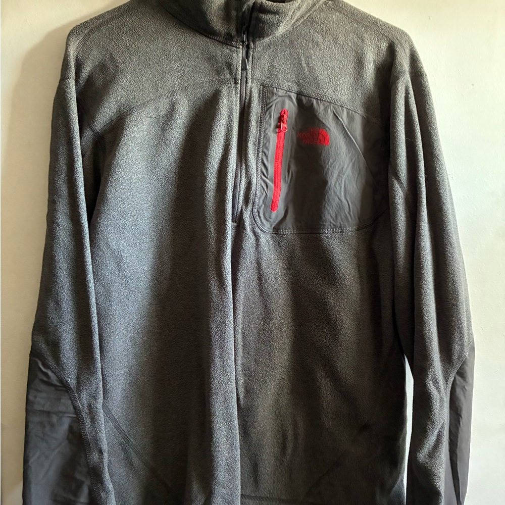 The North Face Men's Charcoal quarter zip‎ with Crimson Details
